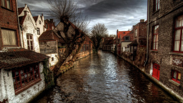Картинка города брюгге+ бельгия канал дома