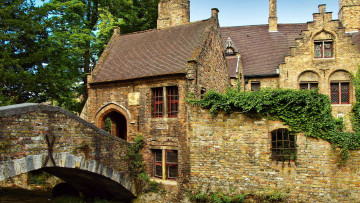 Картинка города брюгге+ бельгия мост дома старинные