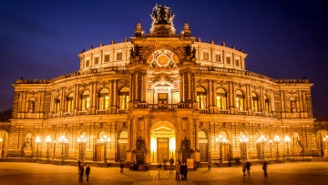 Картинка города дрезден+ германия огни вечер здание