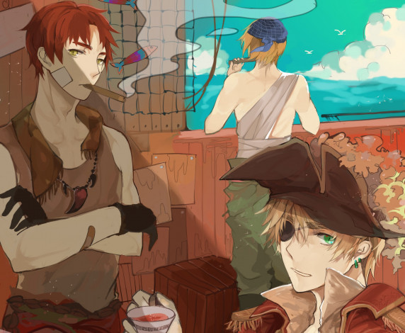 Обои картинки фото аниме, hetalia,  axis powers, италия, и, страны, оси