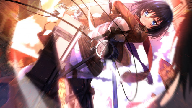 Обои картинки фото аниме, shingeki no kyojin, девушка