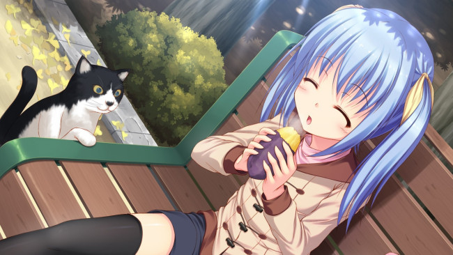 Обои картинки фото аниме, животные,  существа, девушка