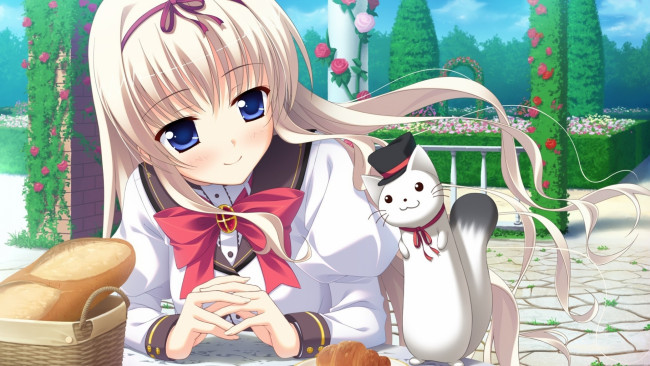 Обои картинки фото аниме, животные,  существа, девушка