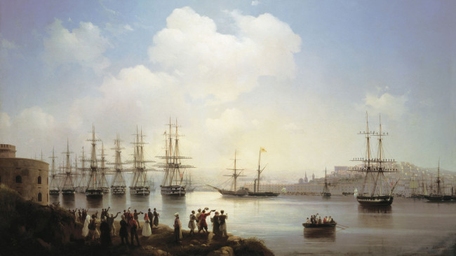 Обои картинки фото рисованное, иван айвазовский, айвазовский, иван, русская, эскадра, в, севастопол