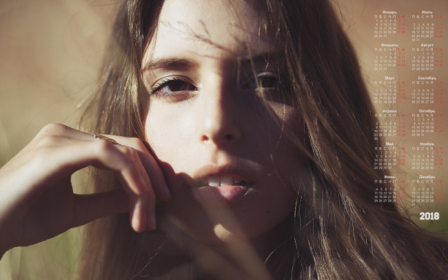 Обои картинки фото календари, девушки, лицо, взгляд