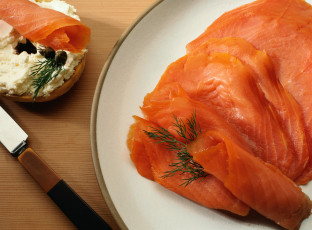 Картинка еда рыба +морепродукты +суши +роллы тпрелки лосось нож укроп