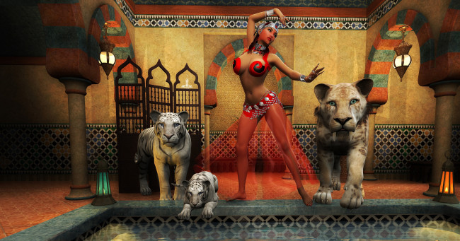 Обои картинки фото 3д графика, фантазия , fantasy, девушка, взгляд, фон