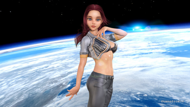 Обои картинки фото 3д графика, люди , people, девушка, фон, взгляд