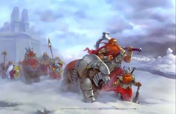 Картинка календари фэнтези 2019 calendar оружие животное мужчина медведь зима снег