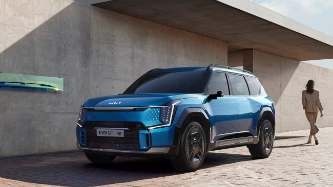 Обои картинки фото kia ev9 gt-line 2023, автомобили, kia, синий, киа, ev9, gt, line, кроссовер