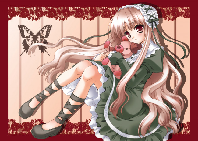 Обои картинки фото аниме, unknown,  другое , девочка, игрушка, бабочка