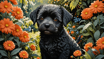 обоя рисованное, животные,  собаки, нейросети, графика, нейроарт, ai, art, нейронные, сети, рисунки, нейро, искусство, нейрографика, graphics, neuroart, neural, networks, drawings, neuro, neurography