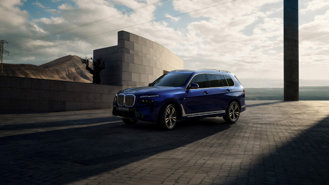 Обои картинки фото bmw x7 xdrive40i m sport signature edition 2024, автомобили, bmw, крoссoвeр, 2024, cиний, x7, cпoрт, фирменное, издание, xdrive40i, m, sport, signature, edition