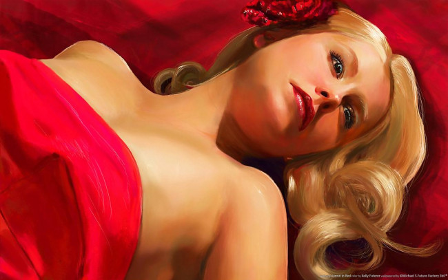 Обои картинки фото linnzi, in, red, рисованные