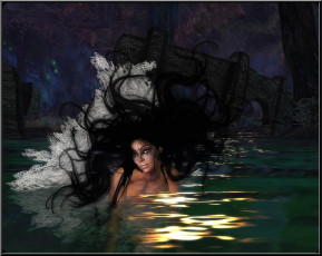 Картинка 3д графика people люди девушка волосы вода взгляд