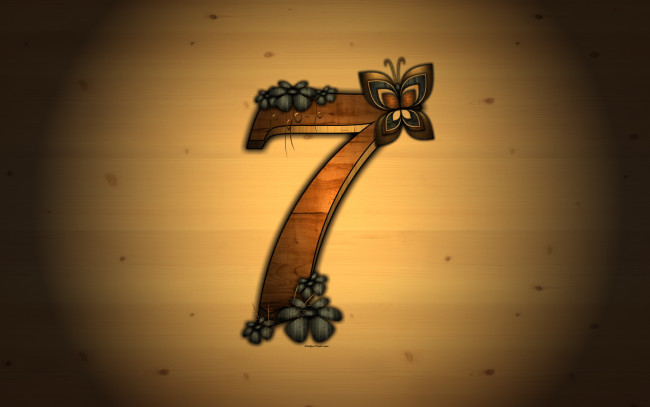 Обои картинки фото компьютеры, windows, vienna, бабочка, коричневый, цыфра, цветы