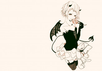 Картинка аниме angels demons игрушка конфета хвост рога демон девушка