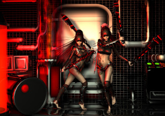 Картинка 3д+графика фантазия+ fantasy оружие взгляд девушки