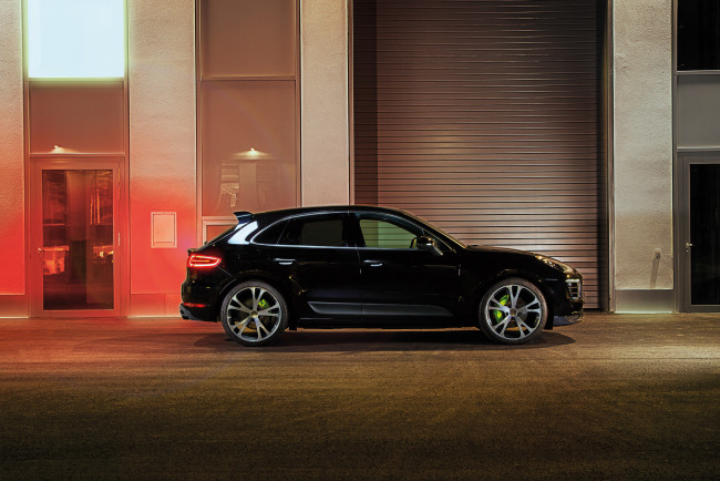 Обои картинки фото автомобили, porsche, 95b, macan, темный, techart, 2014г