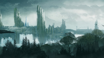 Картинка фэнтези иные+миры +иные+времена мегаполис мир иной город будущее