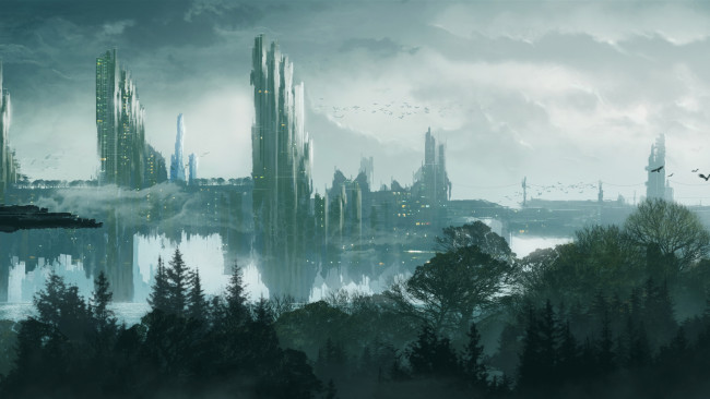 Обои картинки фото фэнтези, иные миры,  иные времена, мегаполис, мир, иной, город, будущее