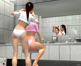 обоя 3д графика, фантазия , fantasy, девушки, взгляд, фон