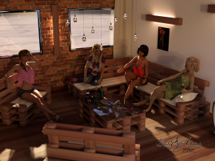 Картинка 3д+графика люди+ people фон интерьер взгляд девушки