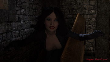 Картинка 3д+графика существа+ creatures девушка взгляд фон вампир