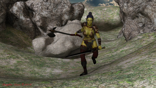 Обои картинки фото 3д графика, существа , creatures, фон, взгляд, девушка