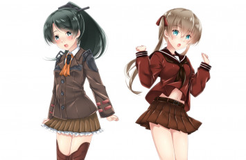 Картинка аниме kantai+collection девушки взгляд фон