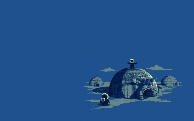 Обои картинки фото рисованное, минимализм, фон, иглу