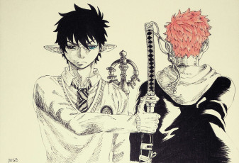 Картинка разное арты уши оружие меч парни