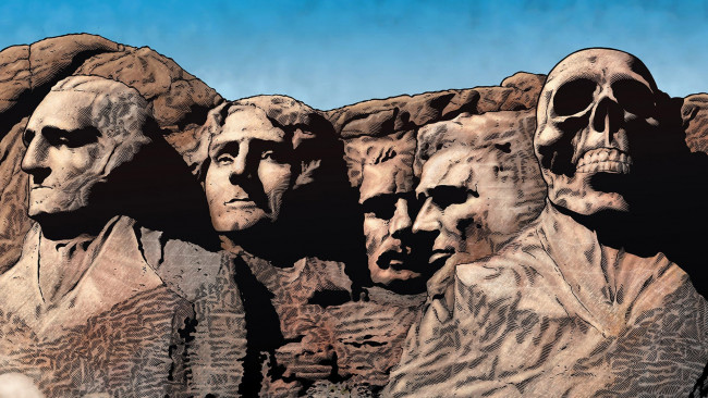 Обои картинки фото юмор и приколы, череп, лица, скала