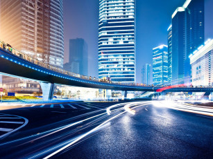 Картинка города -+огни+ночного+города здания огни дороги