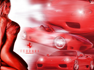 Картинка red ferrari 360modena автомобили авто девушками