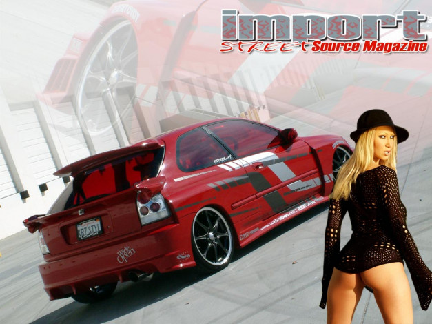 Обои картинки фото honda, civic, автомобили, авто, девушками