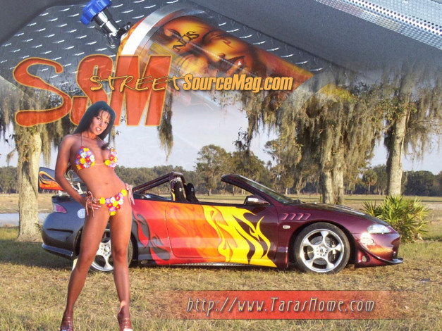 Обои картинки фото mitsubishi, eclipse, автомобили, авто, девушками