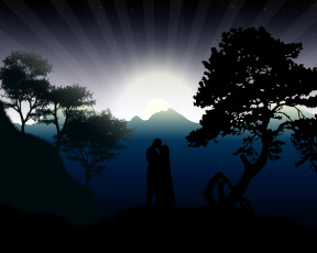 Картинка романтический вечер векторная графика