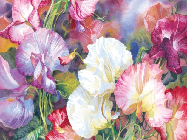 Обои картинки фото рисованные, цветы