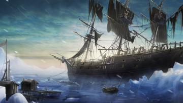Картинка фэнтези другое льды корабль