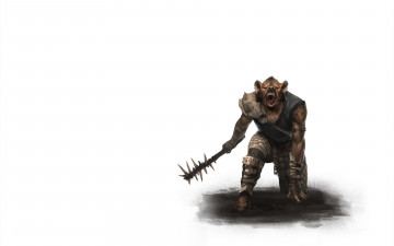 Картинка волк фэнтези существа оружие булава дубина воин белый фон