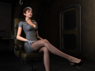 Картинка 3д графика people люди стул девушка форма перчатки