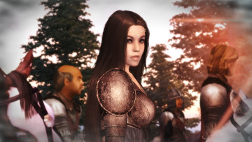 Картинка 3д графика fantasy фантазия доспехи взгляд девушка