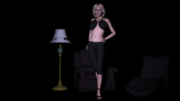 Картинка 3д графика people люди девушка светильник