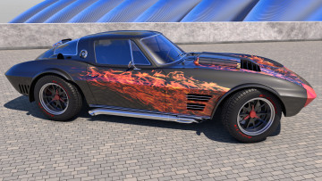 Картинка автомобили 3д sport grand corvette chevrolet 1964