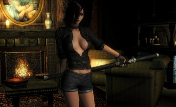 Картинка 3д графика elves эльфы камин эльфийка меч