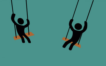 Картинка рисованные минимализм качели человечки