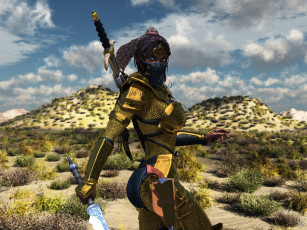 Картинка 3д+графика амазонки+ amazon облака небо холмы меч фон взгляд девушка