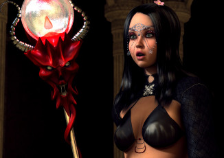 Картинка 3д+графика фантазия+ fantasy фон взгляд девушка шест