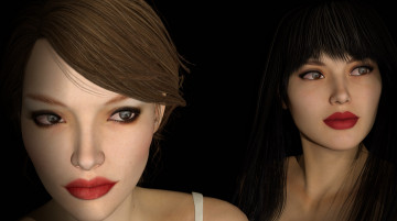 Картинка 3д+графика портрет+ portraits девушки фон взгляд
